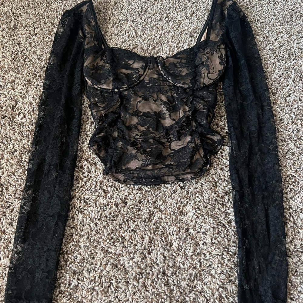 Elegant Black Lace Women's Top